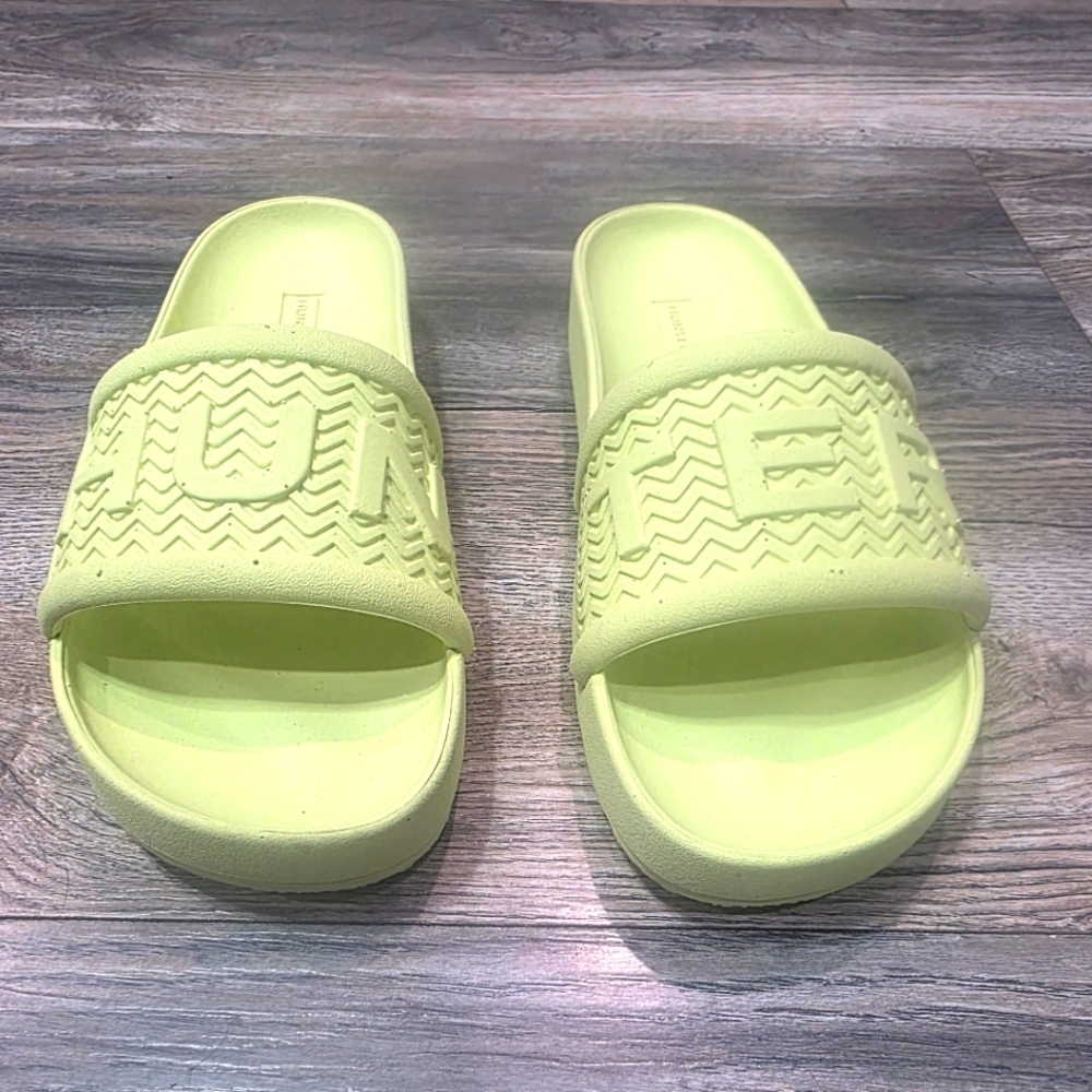 Hunter Lime Green Slide Sandals